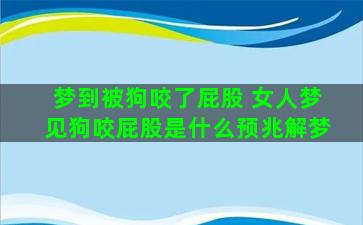 梦到被狗咬了屁股 女人梦见狗咬屁股是什么预兆解梦